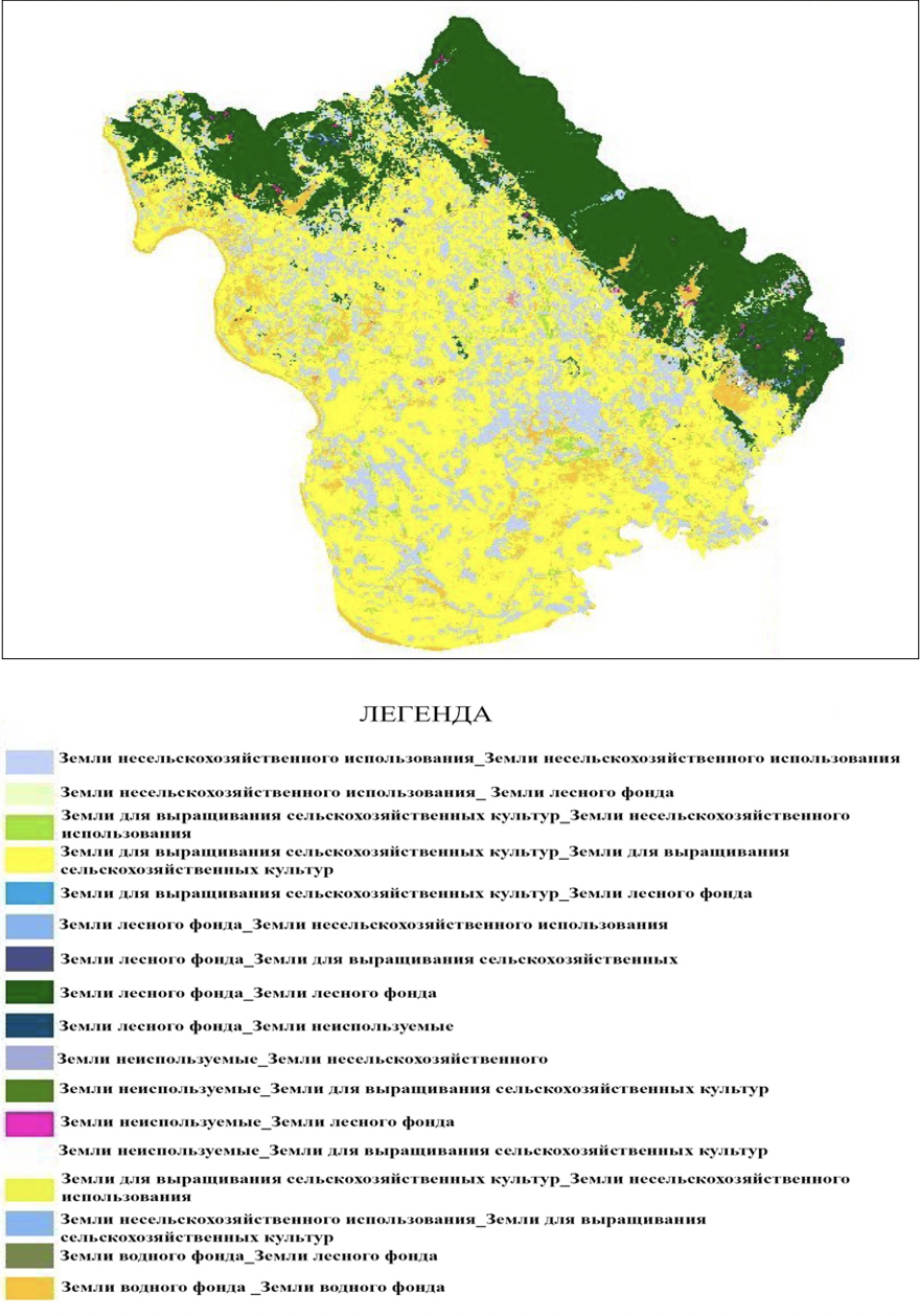 Карта трансформации землепользования в ВиньФук в период 2017-2022 г