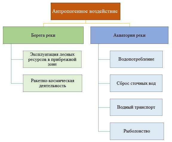 Виды антропогенного воздействия на водные экосистемы бассейна р. Пинега