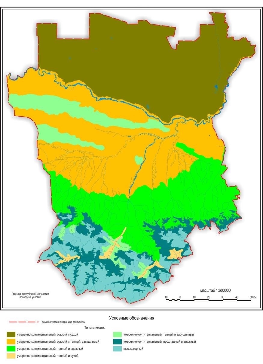 Типы климата в различных зонах Чеченской Республики