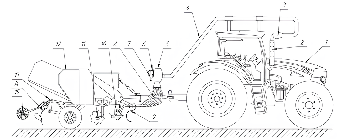 Схема системы внесения ОГ при работе картофелепосадочного агрегата