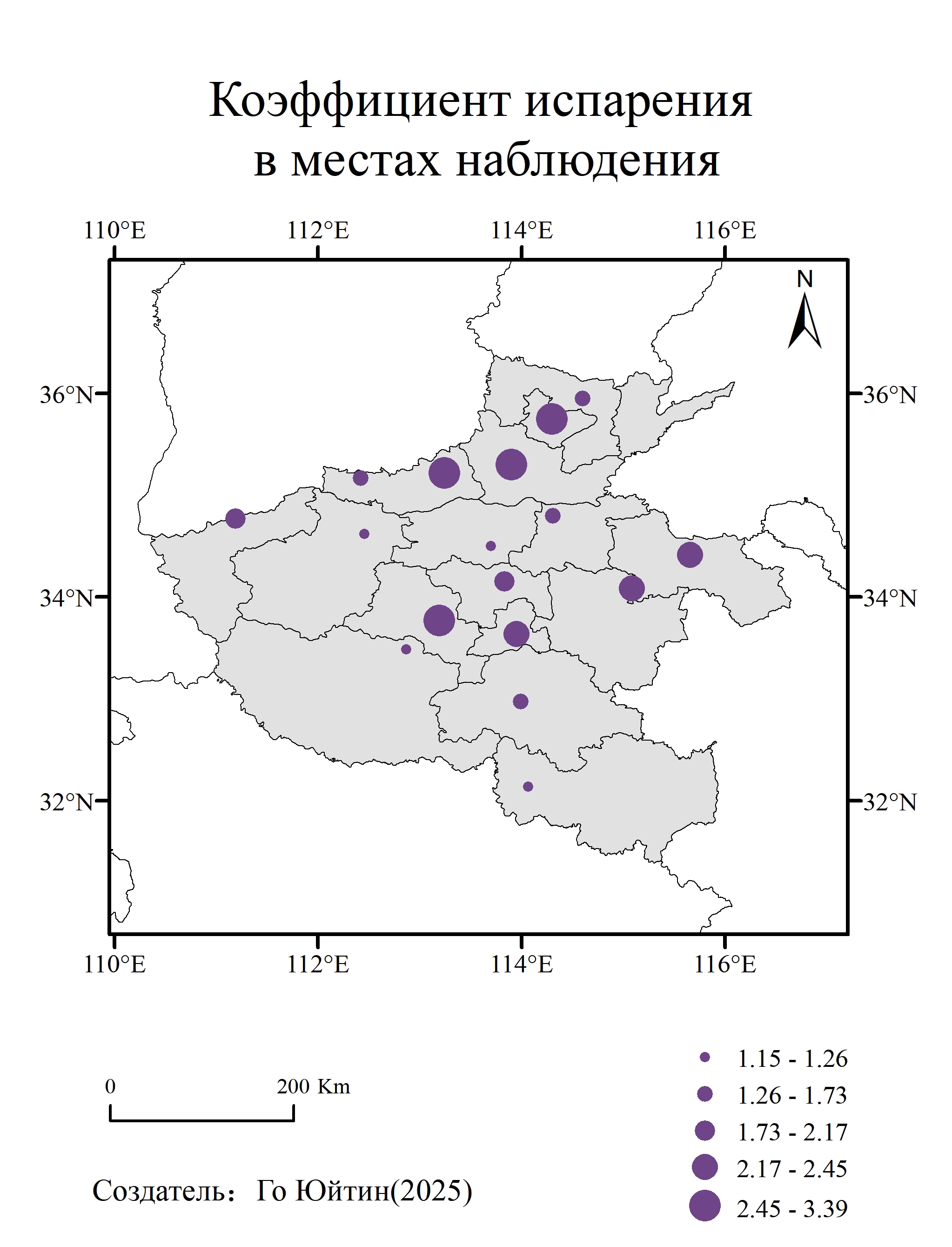 Коэффициент испарения в пунктах наблюдений за 1995–2024 гг.